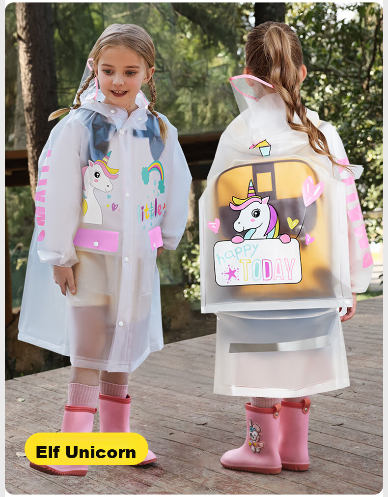 Moremerry Children's Raincoat for Boys And Girls, School Rainwear with Backpack Space, Kindergarten Poncho 26