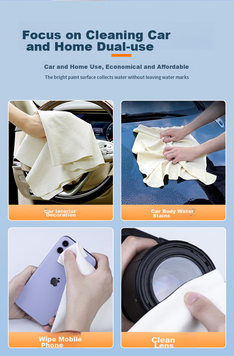 KOOLIFE Car Cleaning Cloth And Towel Set, 2 Pack - Premium Lambskin And Chamois Leather Cleaning Cloths for Car Interior, Stain-Free And Highly Absorbent 13