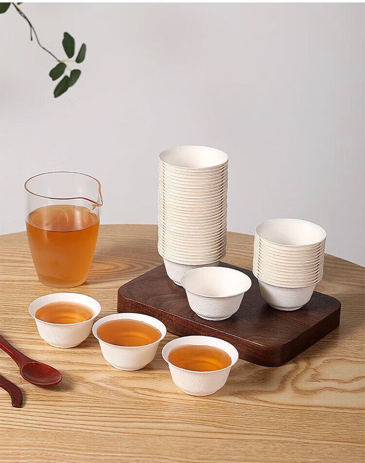 Jiamo Disposable Tea Cups, Thickened, 60ml*80 Pieces, Eco-Friendly Rice Husk, Kung Fu Tea Cups, Hard Drinking Cups, Picnic Cups 10