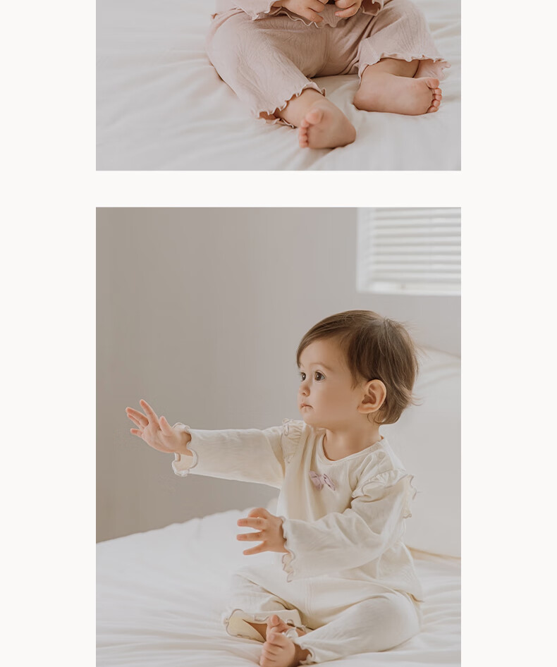 Guaiqixiong Baby Girl Pure Cotton Long-Sleeve T-Shirt Top, Spring And Autumn Infant Pajamas, Cute Spring Outfit, Home Base Layer 11