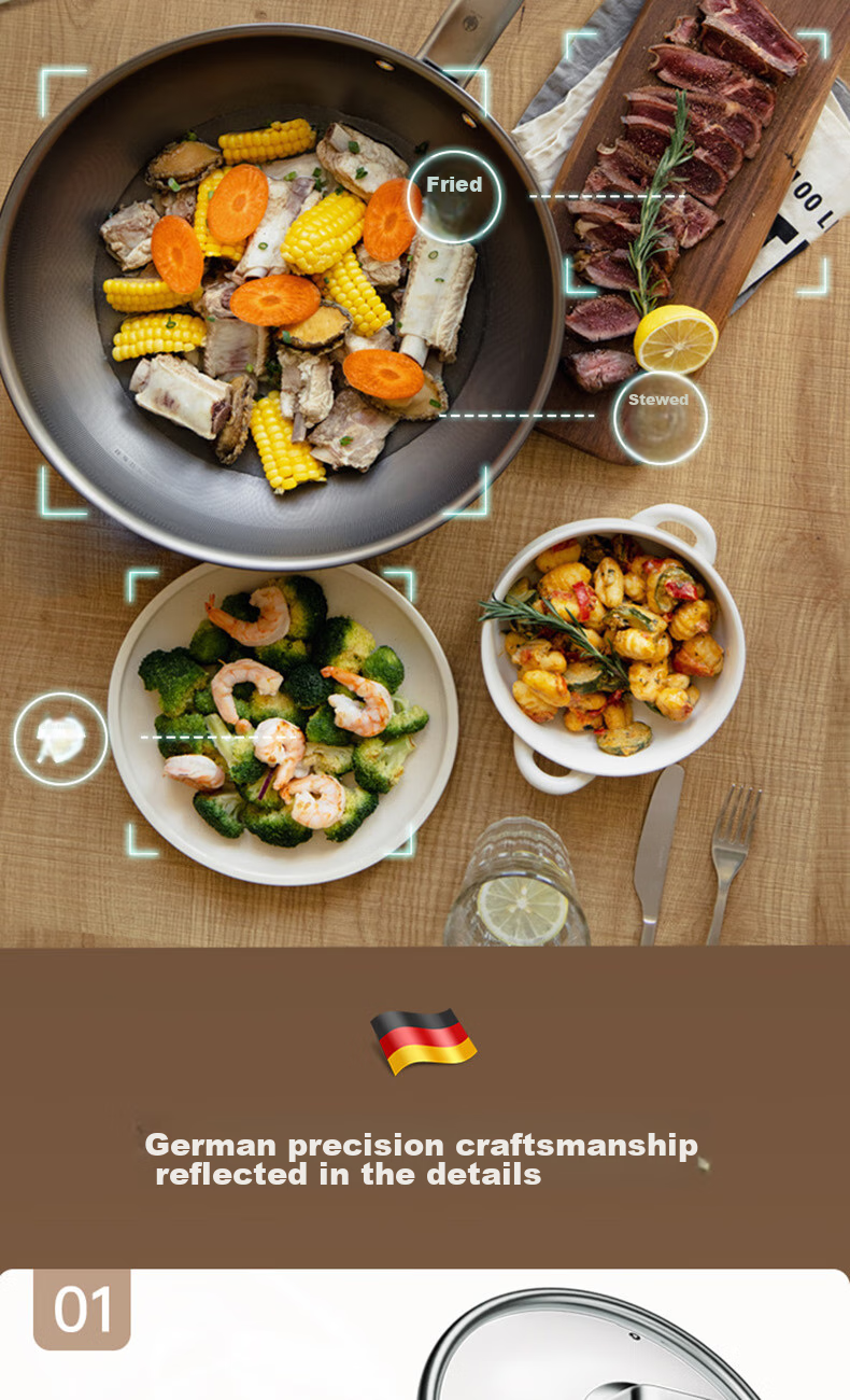 CARL MERTENS Titanium Non-Coated Non-Stick Wok 32cm for Home Use, Low Smoke, Compatible with All Stoves MTiW32 9