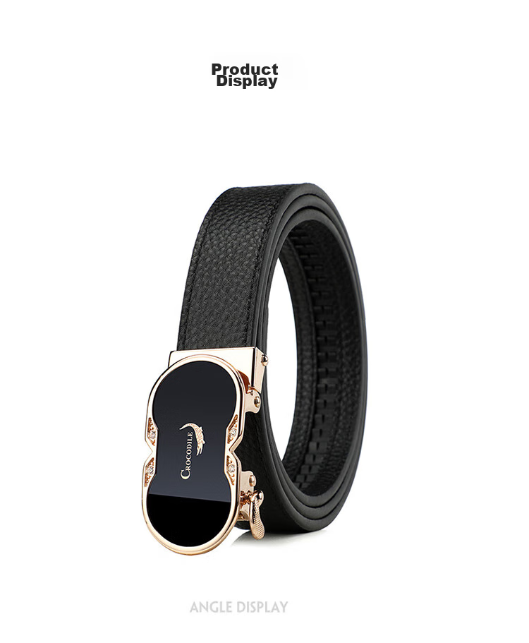 CROCODILE Top-Grain Leather Women's Belt with Automatic Buckle, Fashionable Business Style Waistband for Men's Trousers, Birthday Gift for Women 3609 12