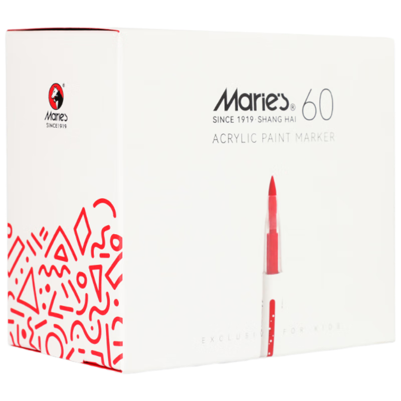Marie's Acrylic Marker Set with Direct Liquid Ink, Quick-Drying, Non-Transparent Paper, Soft Tip Brush, 24 Colors Large Capacity - Acrylic Markers 24 Colors for Art Sketching