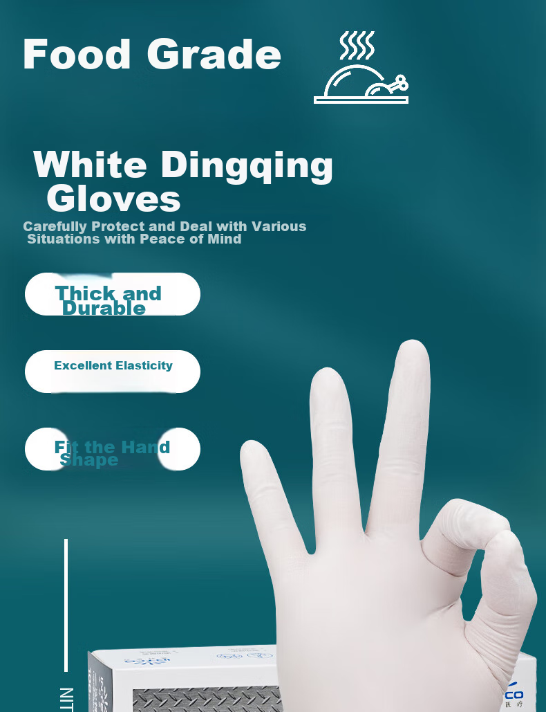 INTCO Disposable Gloves, Nitrile Gloves, 30 Pieces, Large Size, Food-Grade Rubber, Extended Length, for Household Chores, Kitchen, Dishwashing, Nitrile Gloves 1