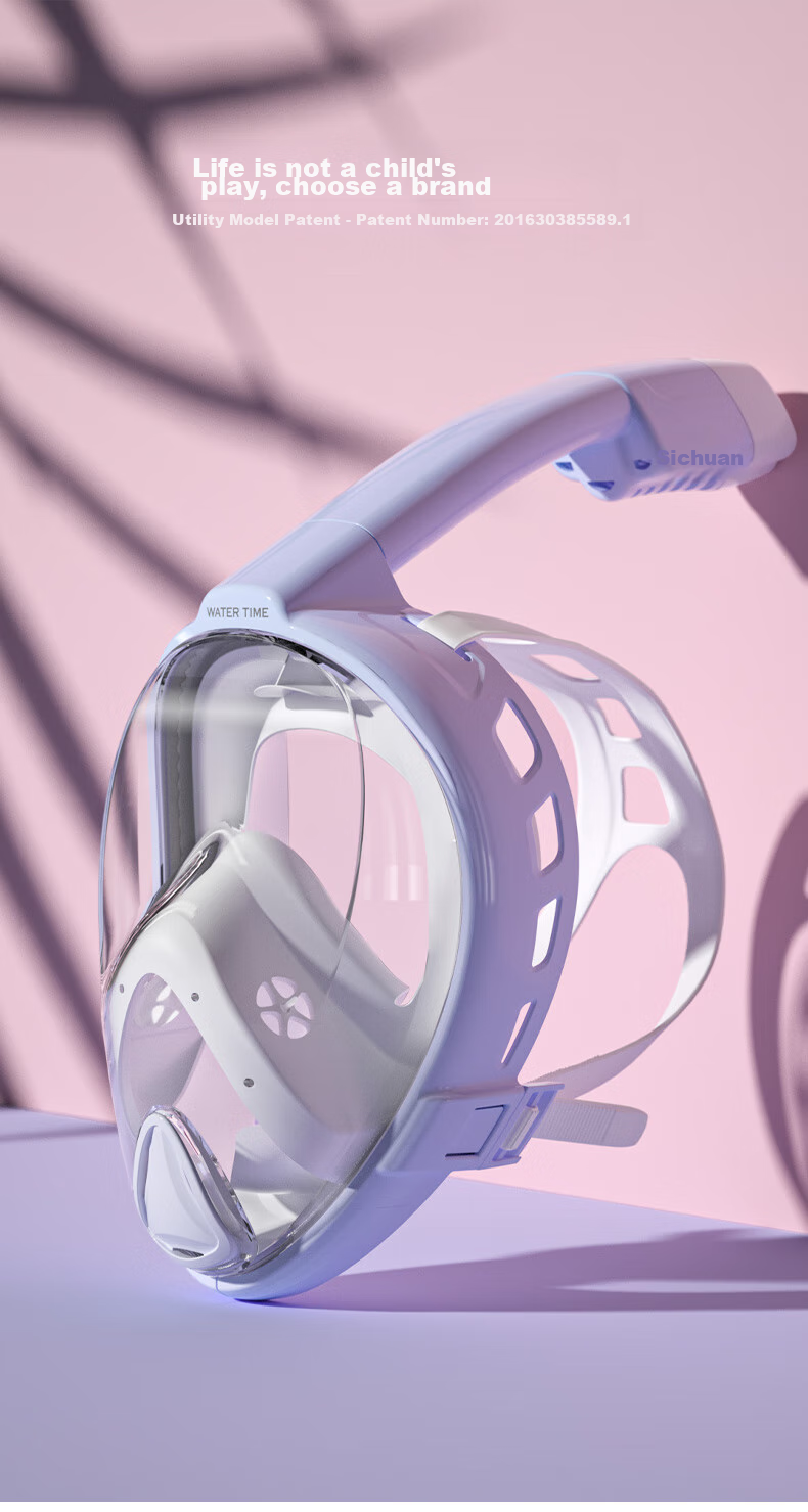 WATERTIME / Shuichuan Snorkeling Mask, Snorkeling Equipment Three-Piece Set, Diving Mask, Underwater Respirator, Soft Mist Purple, S 1