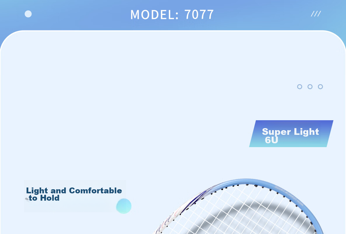 Yodiman Light Blue 7707 Badminton Racket, Full Carbon Ultra-Light 6U Training Single Racket, 1 Piece (Pre-Strung 25 Lbs) 12