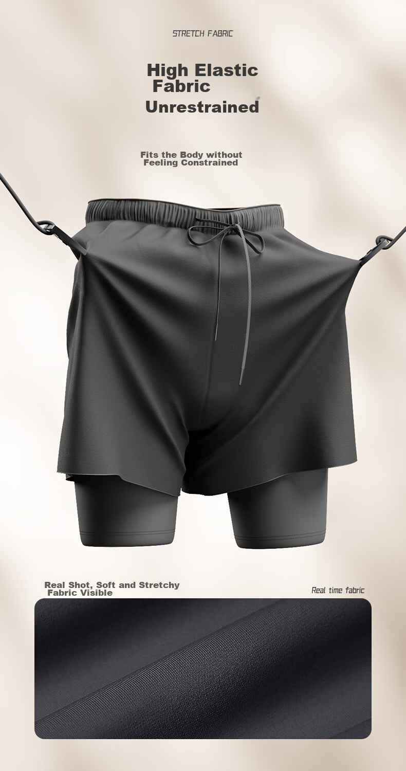 LI-NING Swimming Trunks, Double-Layer Anti-Embarrassment, Knee-Length Swim Shorts, 607/3961 Basic Knee-Length Black, XXXL 4