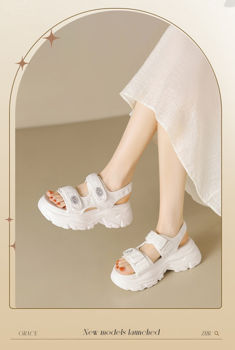 ZHR Women's Sports Sandals, 2026 New Style Women's Shoes, Platform Thick-Soled Outdoor Beach Shoes for Women, G663 Beige, Size 39 2