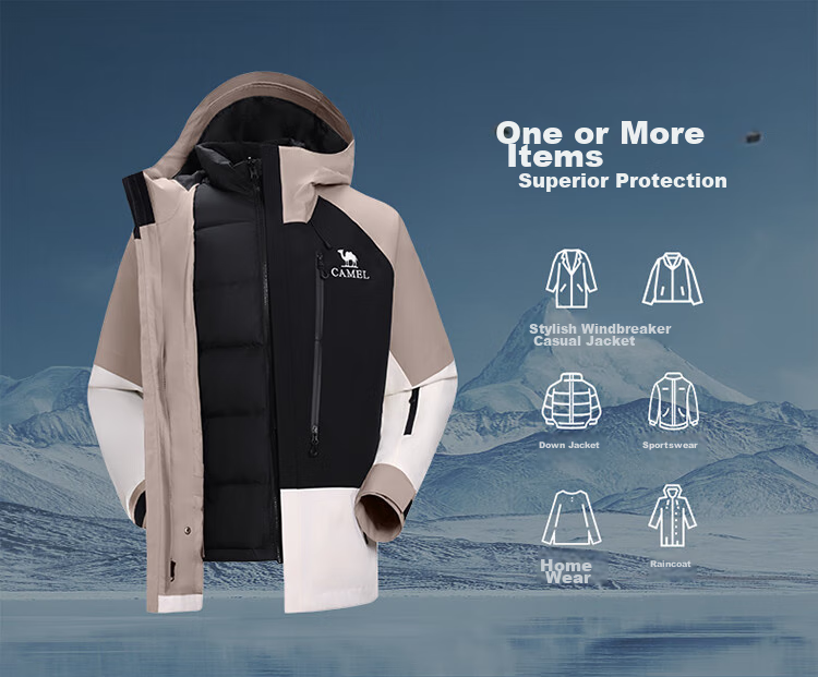 CAMEL [Wang Junkai's Choice] King's Armor Three-In Goose down Jacket for Men And Women, Ski Wear 1732 15