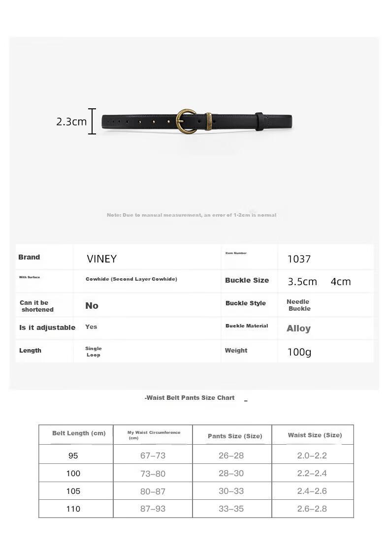 Viney Leather Women's Belt, Vintage Pin Buckle, Fashionable Simple Skirt Belt, Versatile Light Luxury Waistband, Decorative Birthday Gift 2