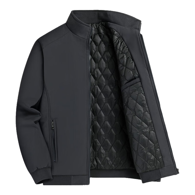 ROMON Men's Cotton Jacket, Autumn And Winter Business Casual Executive Coat, Warm Padded Outerwear, Men's Clothing 36JM, Gray 4XL