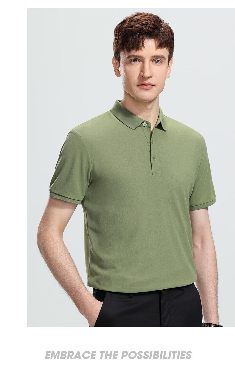 ROMON Short-Sleeve Polo Shirt for Men with Collar, Summer Business Casual Versatile Solid Color Top 8827 12
