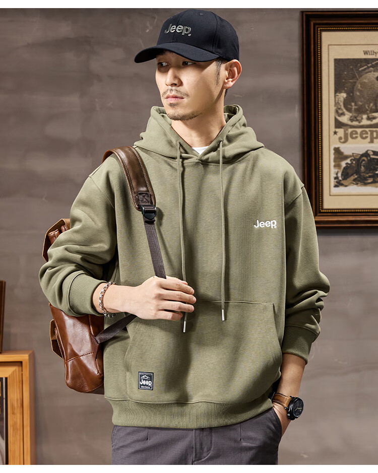 JEEP High-End Embroidered Men's Hooded Sweatshirt, Casual Loose Long-Sleeve Pullover T-Shirt Top for Spring And Autumn 2026 10