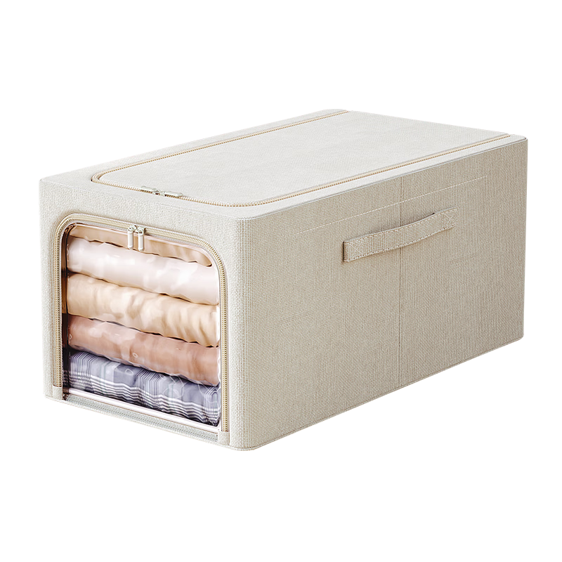 Bangnimeijia Extended Clothing Storage Box, Tianshan Cotton Linen Wardrobe, Large Clothes Gap Storage Box, Cream Yellow, Large Size