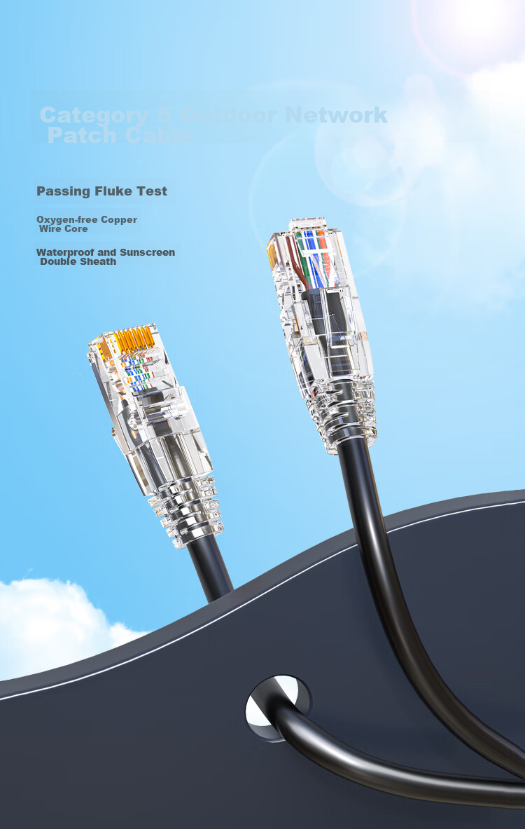 HAILE Cat5e Pure Copper Outdoor Special Network Cable for Engineering And Home Use, Waterproof And Sun-Resistant with RJ45 Connectors, 40 Meters, Finished Broadband Monitoring Outdoor Network Patch Cable HT-6508 1