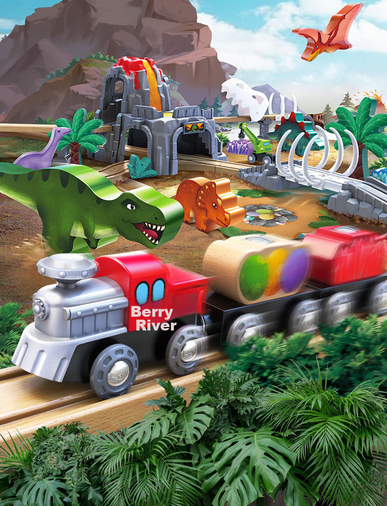 Hape Boys' Track Toy, DIY Assembly Train Track with Luminous Dinosaur Set, Gift for Boys Aged 3+, E3795 2
