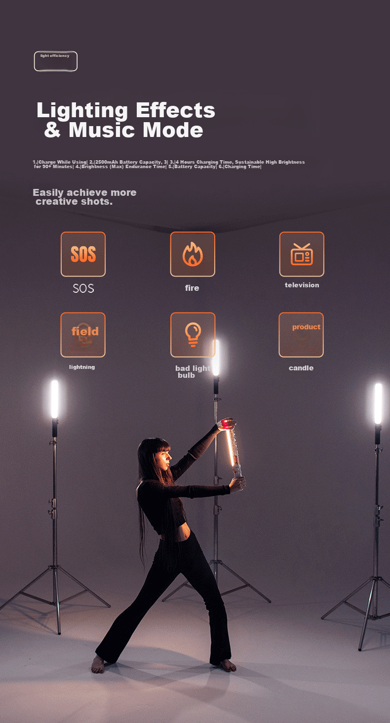 Zhiyun Five-Fold 100W Professional Fill Light Ice Light, Dual Color Temperature Double Heat Dissipation Handheld Portable Portrait Live Streaming Fill Light V60 Lightweight Black 12