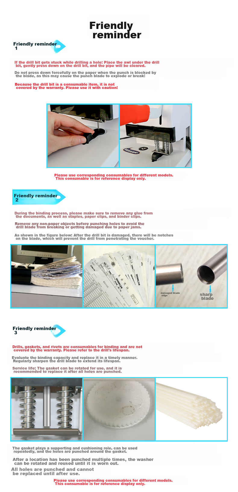 GOLDEN Binding Machine Punching Knife, Financial Binding Machine Drill Knife, 5*30MM 5