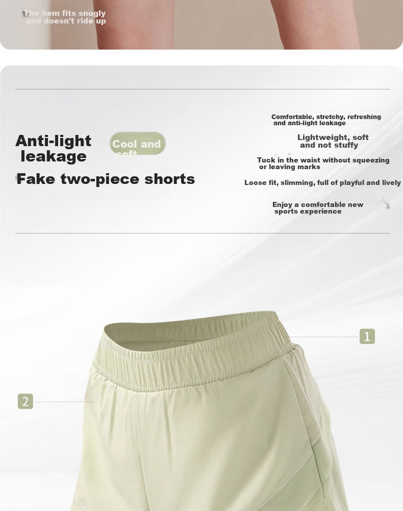 XUEXIMAN Yoga Shorts for Women, Faux Two-Piece Sports Shorts, High-Waisted, Anti-Chafing, for Running, Training, Fitness, Marathon Shorts, Summer 2
