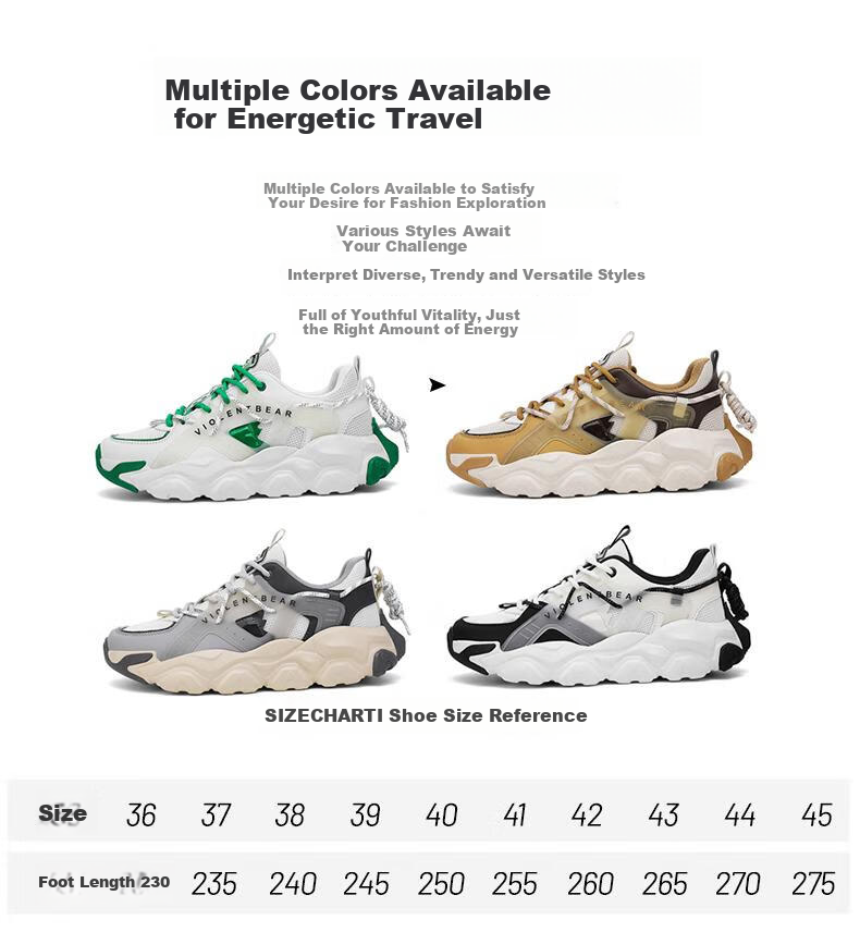 VIOLENTBEAR Men's Sneakers, Sports Shoes for Spring And Summer, Mesh Breathable Dad Shoes, Non-Slip Couple Shoes, White And Green [Luminous Version], Size 40 21