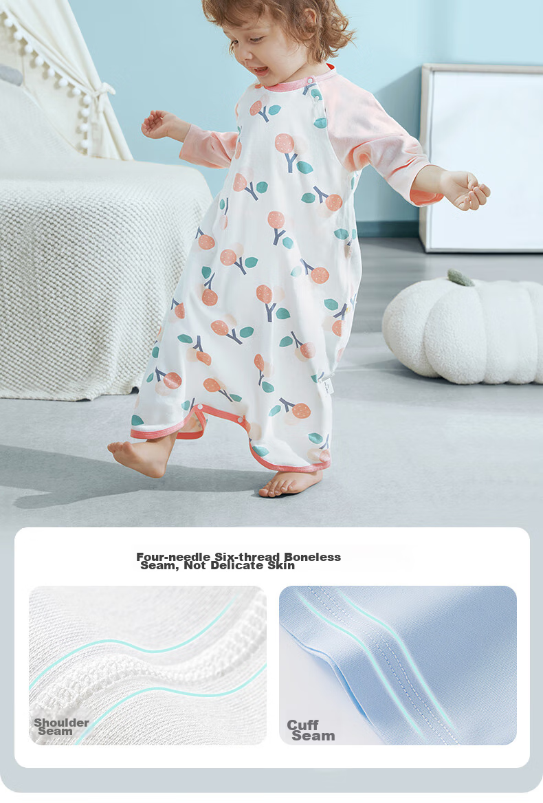 Beitaisi Baby Sleeping Bag, Summer Thin Style, Children's Cotton Nightgown, Home Air Conditioning Anti-Kick Blanket, Integrated Pajamas, Bella, Size 73 20