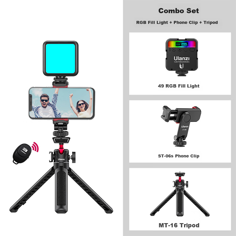 Ulanzi ST-6S Smartphone Clamp Bluetooth Remote Fill Light Kit, Horizontal And Vertical Shooting, Rotating Hot And Cold Boots, Viewfinder Flip Screen Monitor 1