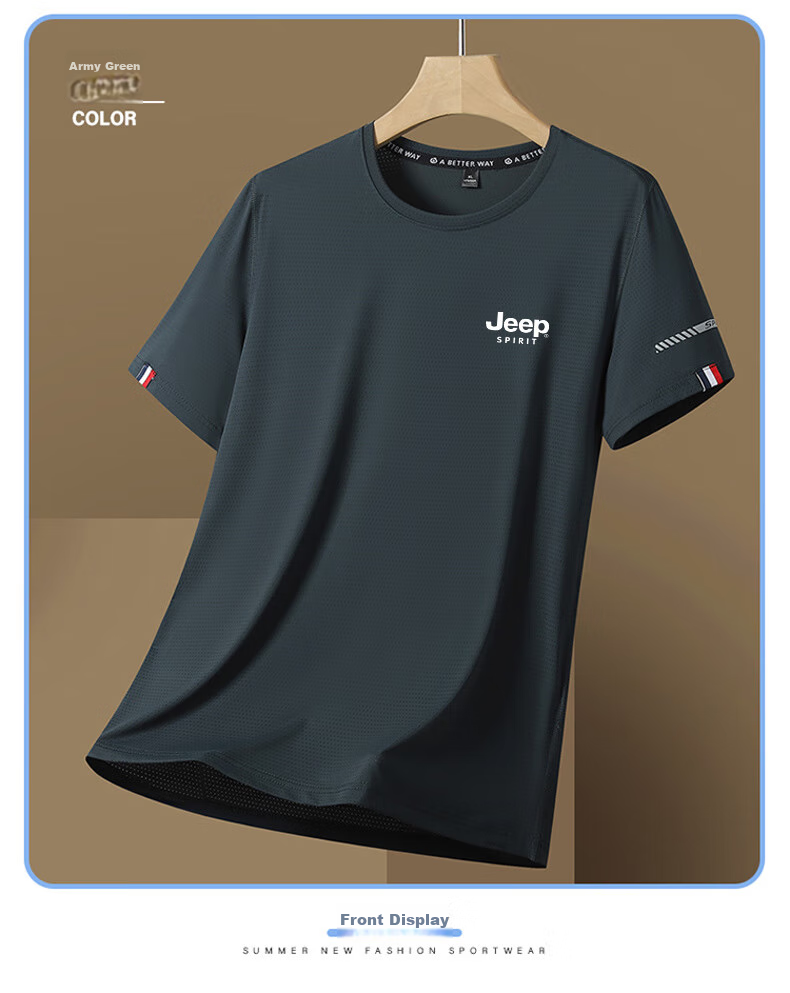 JEEP SPIRIT Men's Short-Sleeve T-Shirt, Summer Half-Sleeve, Ice Silk Quick-Dry, Loose-Fitting Breathable Casual Menswear, White, XL 12