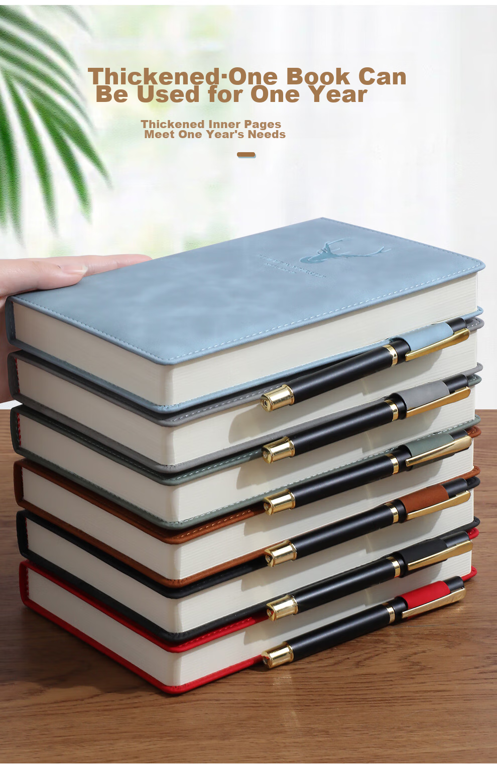 Jiaranheng Notebook, High-Quality B5 Skin-Like Leather Cover, Thickened Journal, Customizable, Simple Business Office Large Meeting Record Book, Work Diary, Student Diary, Matcha Gree 3