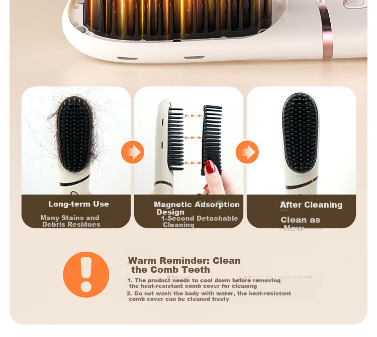 TSUYAGLA Detachable Straight Hair Brush with Negative Ion Styling, 4 Rows of Dense Teeth, 6 Billion Plasma Quick Styling, Hair-Friendly, Anti-Frizz, Birthday Gift for Girlfriend, T607 White 4