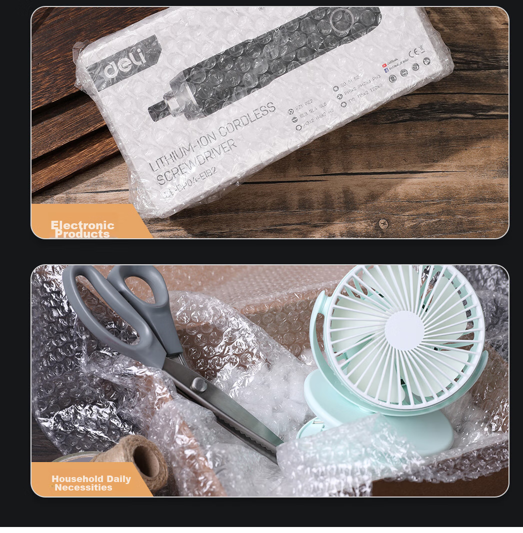 Deli Thick Bubble Wrap, 50 Meters * 40 Cm Packaging Film, Wrapping Film, Siyi Bubble Cushion, Shockproof Express Delivery 11