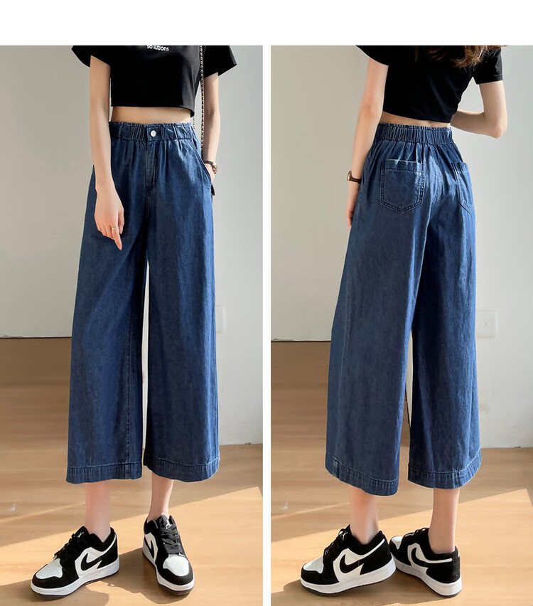 Dme Summer Pure Cotton Women's Casual Pants, Thin Loose-Fit Non-Stretch Wide-Leg Jeans, Straight-Leg Cropped Jeans for Wome 15