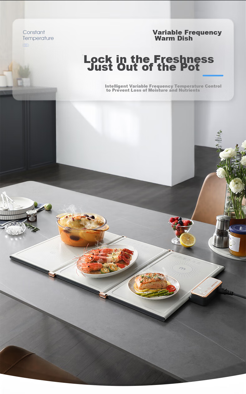 Morphyrichards Three-Fold Folding Food Warming Plate, Meal Warmer Tray, Heating Table Mat, Multifunctional Food Heating Board, Timed Food Warming Cooking Machine Gadget MR8300 4