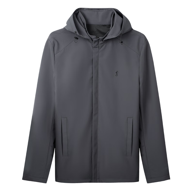 TRIES Men's Jacket, Spring 2025 New Outdoor Hooded Drawstring Embroidered Top, Casual Versatile Cardiga