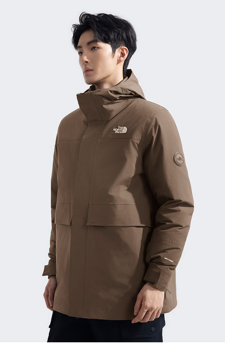 The North Face Men's Outdoor Warm down Jacket with Inner Fleece Liner, Three-In Windbreaker 89Z2 Brown/1OI Size L 5