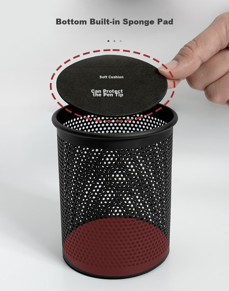 SIMAA [Dense Thickening] Metal Mesh Round Pen Holder, Simple Creative Desktop Storage Box, Office Study Supplies, Black, Single Pack, 8637 5
