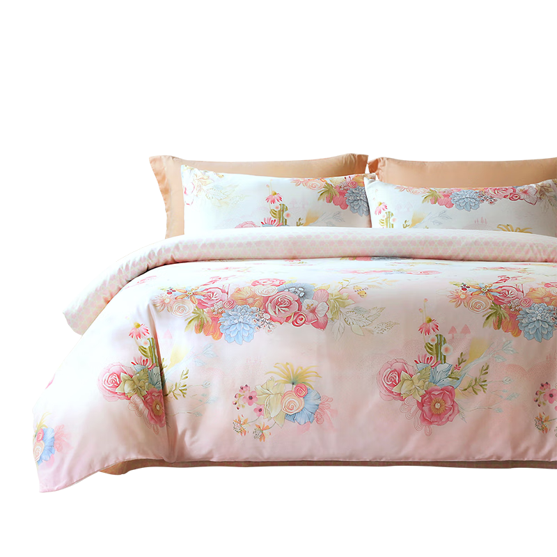 Bravo Fuanan Bedding Set of Four Pieces, Pure Cotton Duvet Cover, Bed Sheet, Double Bed Linen Set, 203*229cm