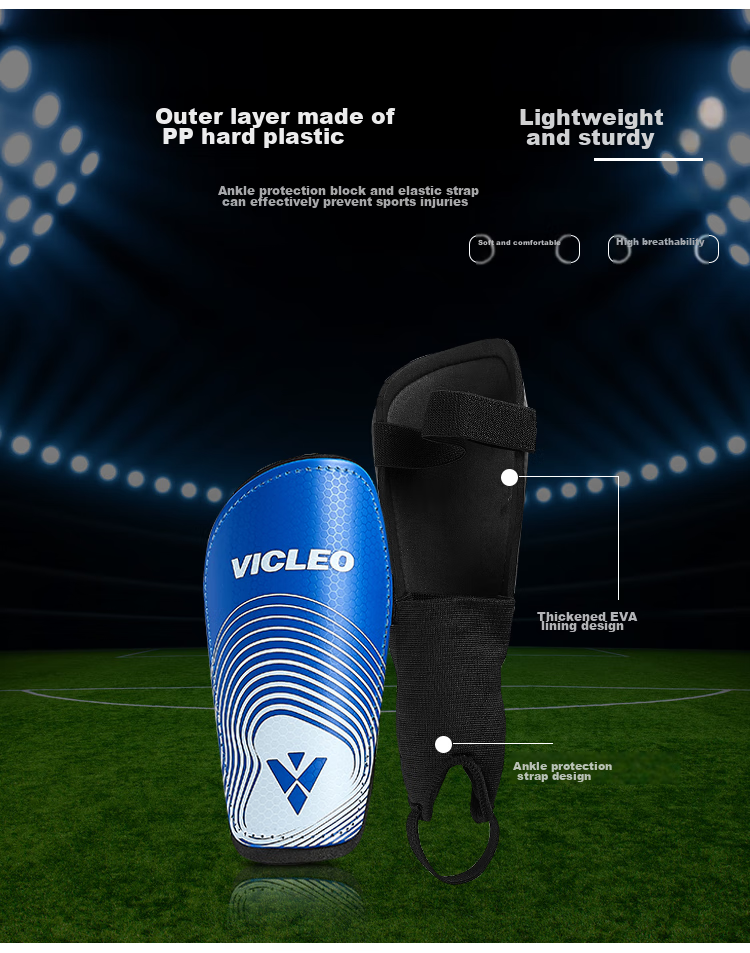 VICLeO Soccer Shin Guards for Children, Football Protective Gear, One Pair V821218 Size S (Straps + Ankle Support) 2