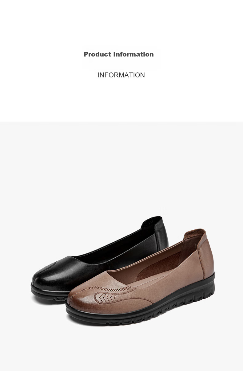 Eierkang Middle-aged and Elderly Women's Soft Sole Leather Shoes 16882W Off-white Size 39 37