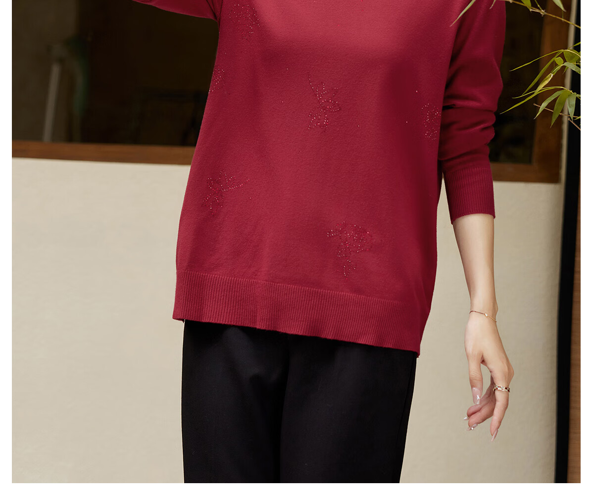 YUZHAOLIN Mid-Autumn Festival Gift for Middle-Aged Mom, Red Knitted Sweater for Middle-Aged And Elderly Women Y243Z3014 22