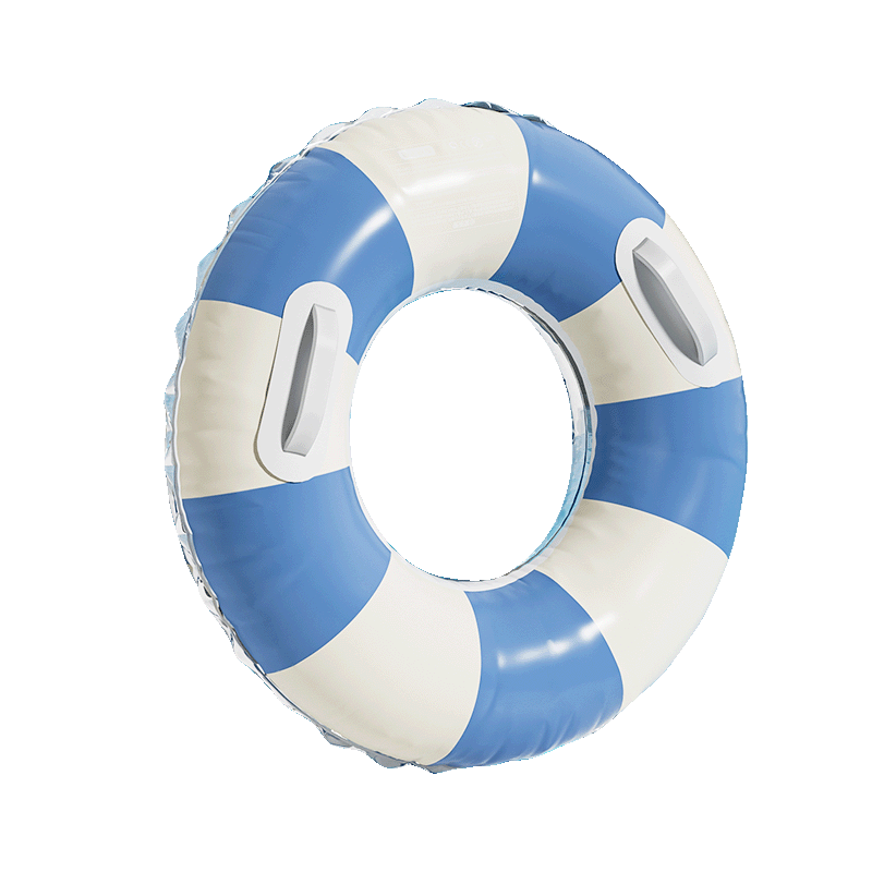 JD Original Children's Striped Swim Ring, Blue And White Armpit Swim Ring, for Boys And Girls Beginners Training Equipment, Pull Handle Style, Ages 5-12