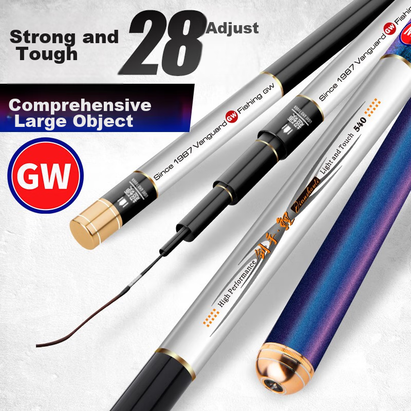 GW Fishing Rod Set Jian Shou Lian Second Generation Strong And Durable, 28 Sections, 4.5 Meters, All-Purpose Big Fish Rod, Ultra-Light And Ultra-Hard, for Platform Fishing