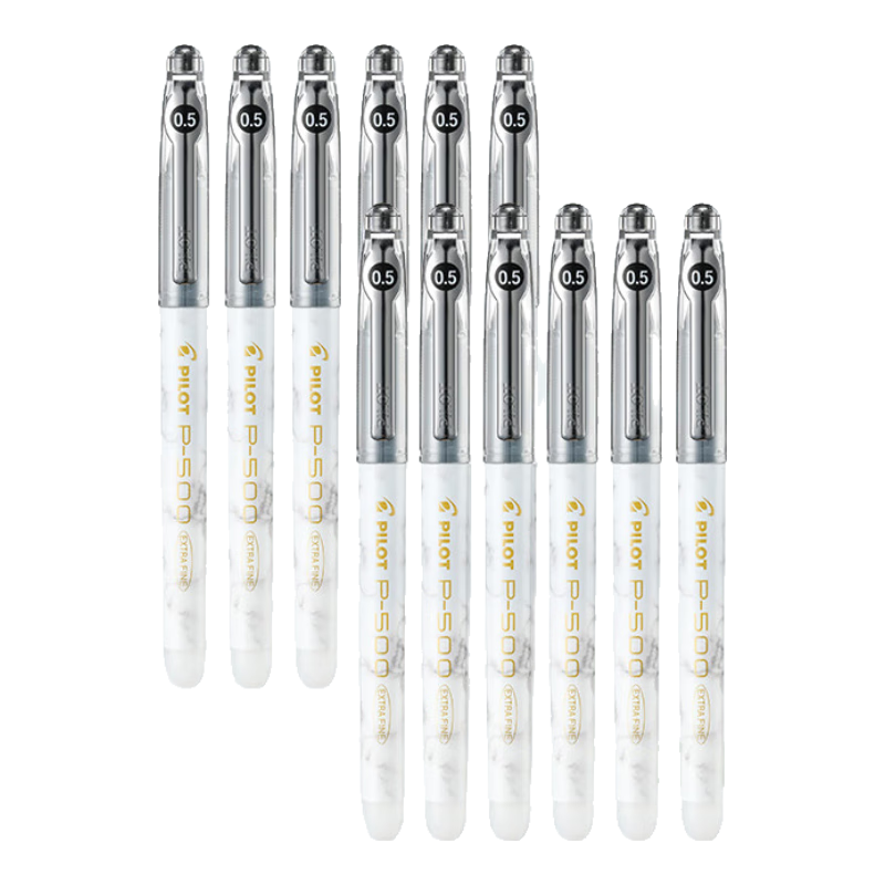 PILOT P500 Exam Pen - Gold Label Series Black Gel Pen Signature Pen Ink Pen 0.5mm Direct Liquid Rollerball Pen Stationery Set Exam Pen High Aesthetic Value Cloud Stone Black 12-Pack