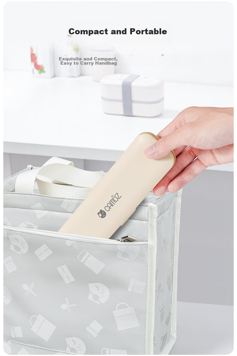 CAMUZ Food-Grade 316 Stainless Steel Portable Cutlery Set with Chopsticks And Spoon for Students And Office Workers, Single-Person Dining Set with Utensil Box, White 13