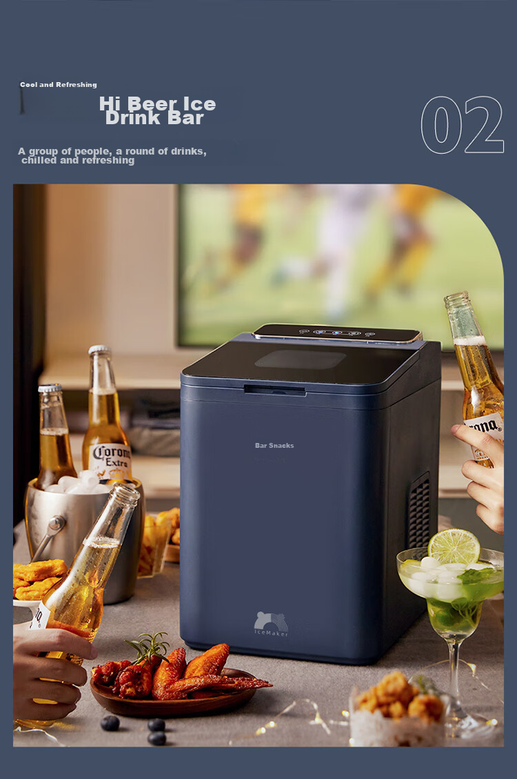 Bear Ice Maker, Home Mini Portable Ice Machine, Fully Automatic Cleaning All-In Ice Cube Maker, Office Dorm Chewing Ice Small Electronic Pop-Up Ice ZBJ-C01C5 12