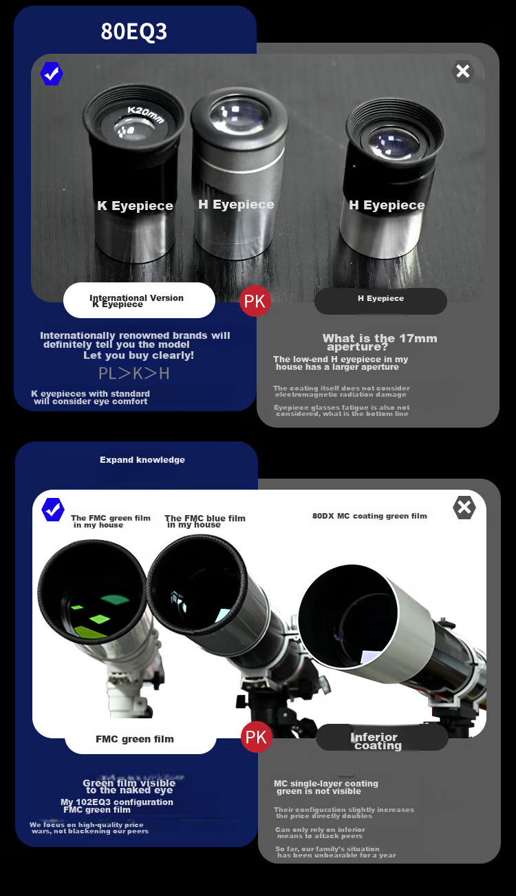 EXPLORE SCIENTIFIC 80EQ3 Astronomy Telescope Large Aperture Professional High-Definition High-Power Stargazing Kids Gift 4