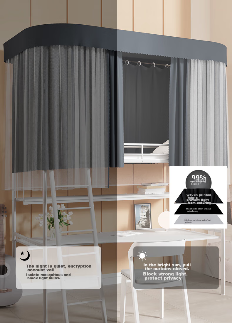 La Torretta Bed Curtain, Student Rail Mosquito Net, Dormitory Bunk Bed Light-Blocking Dustproof Bed Curtain, 0.9-Meter Single Bed Canopy 4