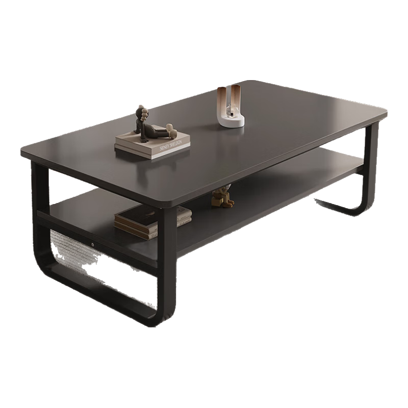 Gupujia Coffee Table, Simple Living Room Design for Small Apartments, Double-Layer Steel Frame, Small Tea Table, Small Table for Guests, Tea Table, Dark Gray, 120 Cm Long