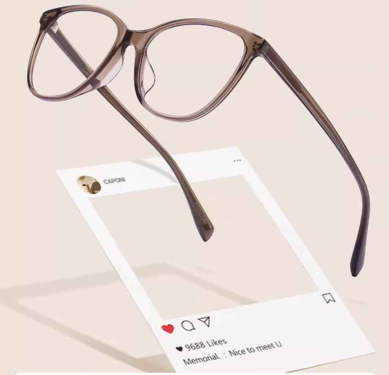 LOHO New 2024 Cat Eye Glasses for Women, Myopia, Anti-Blue Light, Slimming Frame, Bare Face Glasses, Prescription Available, YX8063 Orange 11