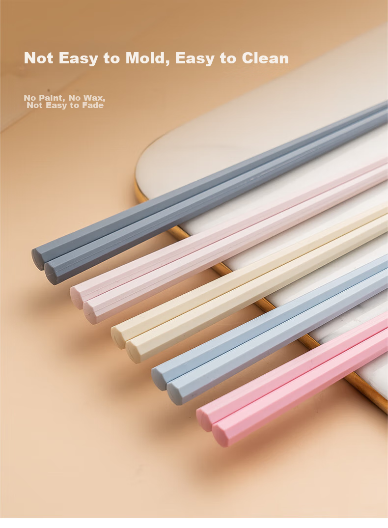 Onlycook Non-Slip Alloy Chopsticks, Antibacterial Anti-Mold Heat-Resistant Divided Chopsticks, One Pair Per Person for Home Use, Five Pairs Set 6