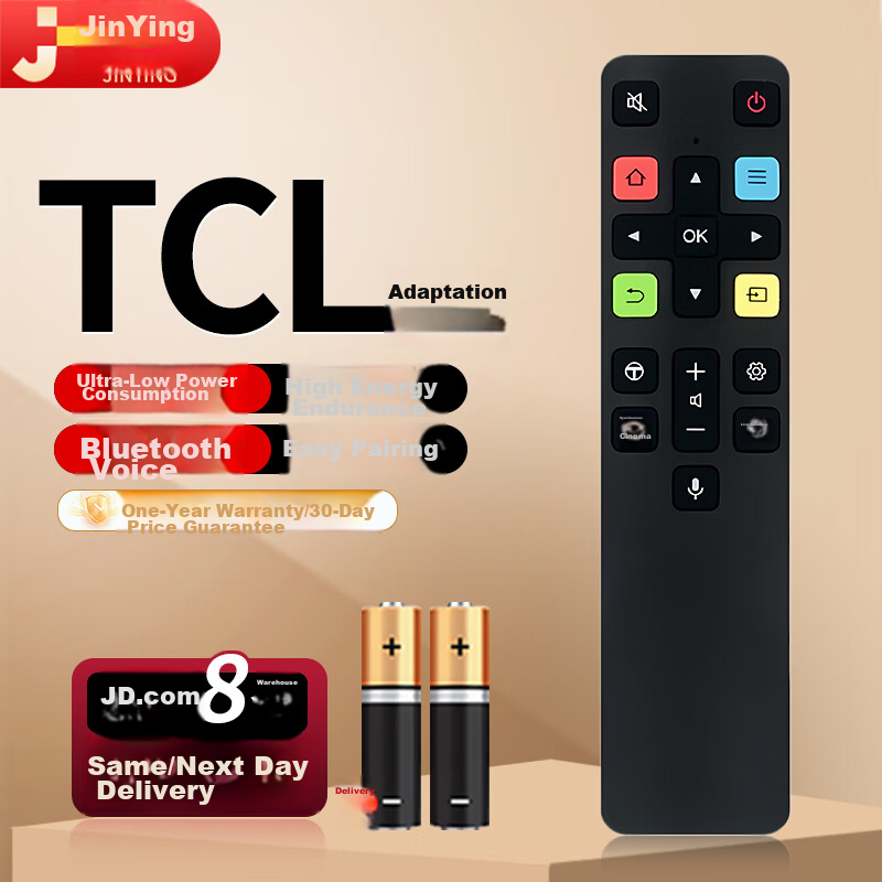 Jinying Voice Remote Control for TCL TV, Compatible with RC801C/D 65A880C 49A950C, Smart Remote Control Panel for TCL LCD TVs